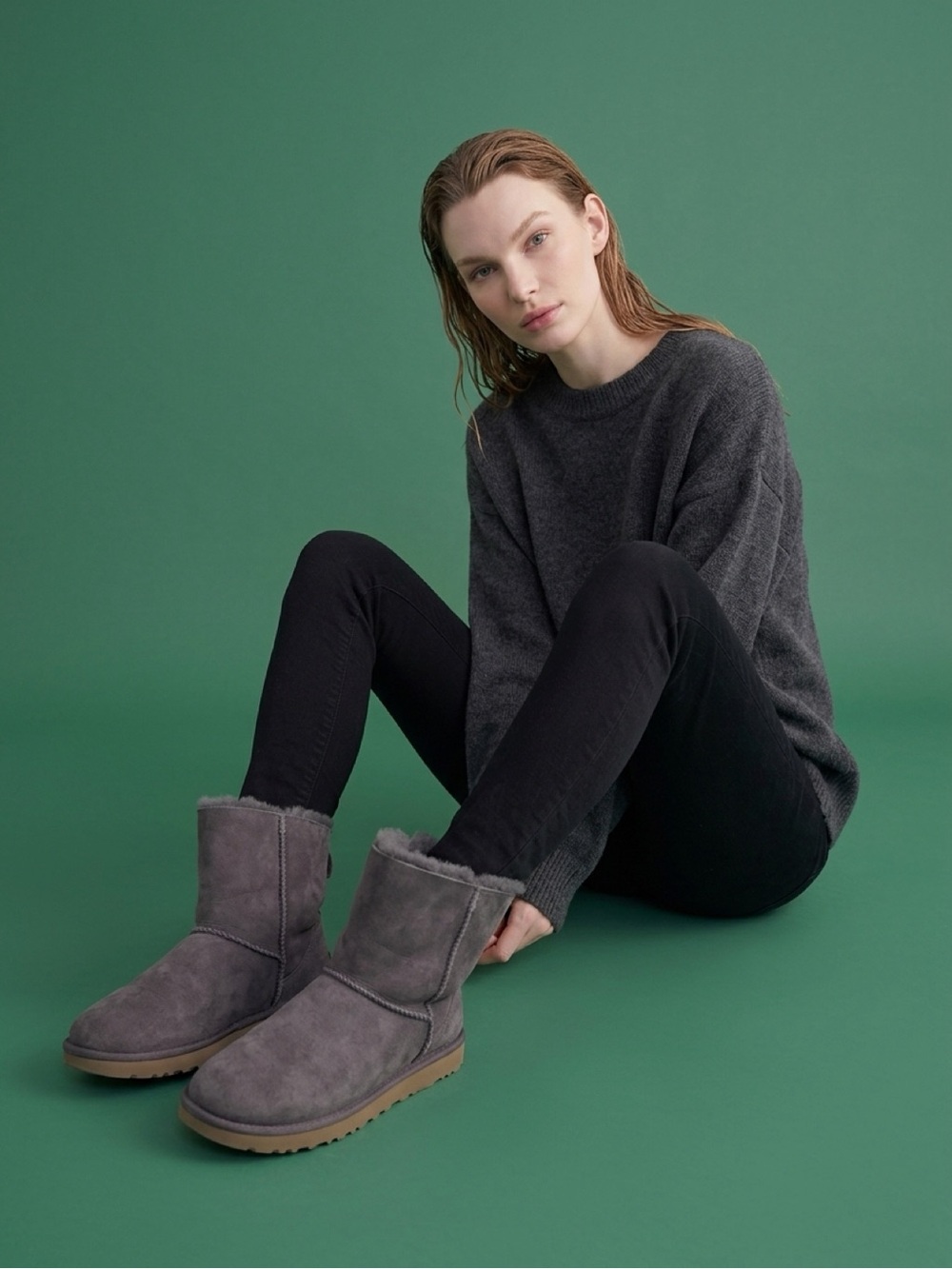 UGG Bailey Bow || Boots - Rare Nightfall Deep Plum / Slate Grey